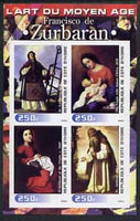 Ivory Coast 2003 Art of the Modern Age - Paintings by Francisco de Zurbaran imperf sheetlet containing 4 values unmounted mint