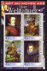 Ivory Coast 2003 Art of the Modern Age - Paintings by Diego Velazquez perf sheetlet containing 4 values unmounted mint