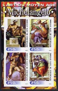 Ivory Coast 2003 Art of the Modern Age - Paintings by Michelangelo imperf sheetlet containing 4 values unmounted mint