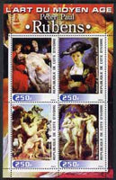 Ivory Coast 2003 Art of the Modern Age - Paintings by Peter Paul Rubens perf sheetlet containing 4 values unmounted mint
