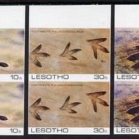 Lesotho 1984 Prehistoric Footprints (2nd series) set of 3 in unmounted mint imperf pairs* (SG 596-8)