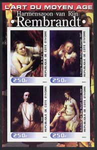 Ivory Coast 2003 Art of the Modern Age - Paintings by Rembrandt imperf sheetlet containing 4 values unmounted mint