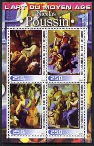 Ivory Coast 2003 Art of the Modern Age - Paintings by Nicolas Poussin perf sheetlet containing 4 values unmounted mint