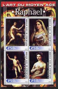 Ivory Coast 2003 Art of the Modern Age - Paintings by Raphael perf sheetlet containing 4 values unmounted mint