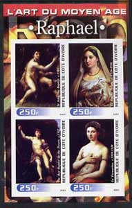 Ivory Coast 2003 Art of the Modern Age - Paintings by Raphael imperf sheetlet containing 4 values unmounted mint