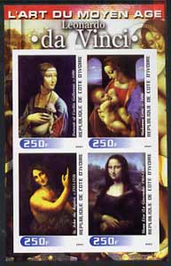 Ivory Coast 2003 Art of the Modern Age - Paintings by Leonardo da Vinci imperf sheetlet containing 4 values unmounted mint