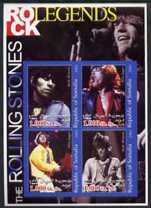 Somalia 2002 Rock Legends - Rolling Stones imperf sheetlet containing set of 4 values unmounted mint