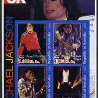 Somalia 2002 Rock Legends - Michael Jackson imperf sheetlet containing set of 4 values unmounted mint