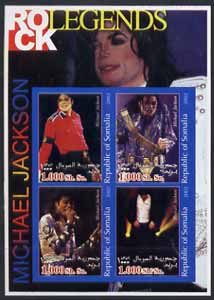 Somalia 2002 Rock Legends - Michael Jackson imperf sheetlet containing set of 4 values unmounted mint