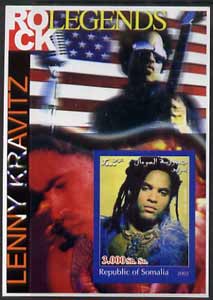 Somalia 2002 Rock Legends - Lenny Kravitz imperf s/sheet unmounted mint