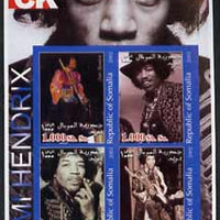 Somalia 2002 Rock Legends - Jimi Hendrix imperf sheetlet containing set of 4 values unmounted mint