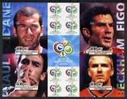 Comoro Islands 2004 Rael Madrid Football Stars (Raul, Zidane, Beckham & Figo) imperf sheetlet containing 4 values plus 4 labels unmounted mint