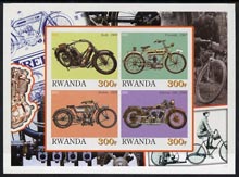 Rwanda 2001 Motorcycles #4 imperf sheetlet containing 4 values unmounted mint