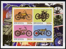Rwanda 2001 Motorcycles #5 imperf sheetlet containing 4 values unmounted mint