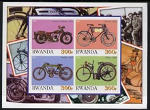 Rwanda 2001 Motorcycles #6 imperf sheetlet containing 4 values unmounted mint