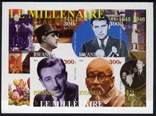 Rwanda 2001 Millennium 1940's imperf sheetlet containing 4 values (De Gaulle, Von Braun, Walt Disney & Ho Chi Minh) unmounted mint