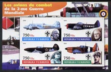 Burundi 2004 Aircraft of World War II #01 imperf sheetlet containing 4 values each with Scout Logo and showing Churchill, Roosevelt, Stalin & De Gaulle unmounted mint