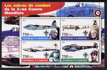 Burundi 2004 Aircraft of World War II #02 perf sheetlet containing 4 values each with Scout Logo and showing Churchill, Roosevelt, Stalin & De Gaulle unmounted mint