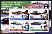 Burundi 2004 Aircraft of World War II #03 perf sheetlet containing 4 values each with Scout Logo and showing Churchill, Roosevelt, Stalin & De Gaulle unmounted mint