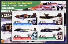 Burundi 2004 Aircraft of World War II #03 imperf sheetlet containing 4 values each with Scout Logo and showing Churchill, Roosevelt, Stalin & De Gaulle unmounted mint