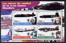 Burundi 2004 Aircraft of World War II #04 perf sheetlet containing 4 values each with Scout Logo and showing Churchill, Roosevelt, Stalin & De Gaulle unmounted mint