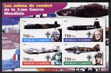 Burundi 2004 Aircraft of World War II #04 imperf sheetlet containing 4 values each with Scout Logo and showing Churchill, Roosevelt, Stalin & De Gaulle unmounted mint