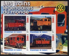 Guinea - Conakry 2003 Legendary Trains of the World #01 imperf sheetlet containing 4 values with Rotary Logo, unmounted mint