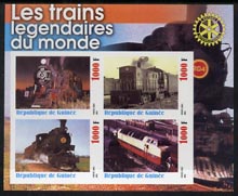 Guinea - Conakry 2003 Legendary Trains of the World #02 imperf sheetlet containing 4 values with Rotary Logo, unmounted mint