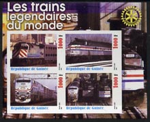 Guinea - Conakry 2003 Legendary Trains of the World #03 imperf sheetlet containing 4 values with Rotary Logo, unmounted mint
