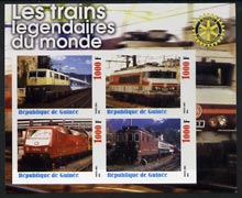 Guinea - Conakry 2003 Legendary Trains of the World #05 imperf sheetlet containing 4 values with Rotary Logo, unmounted mint