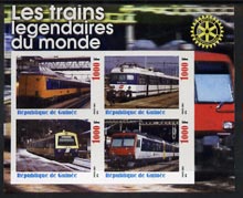 Guinea - Conakry 2003 Legendary Trains of the World #06 imperf sheetlet containing 4 values with Rotary Logo, unmounted mint