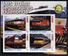 Guinea - Conakry 2003 Legendary Trains of the World #07 imperf sheetlet containing 4 values with Rotary Logo, unmounted mint