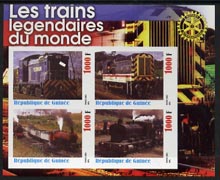 Guinea - Conakry 2003 Legendary Trains of the World #09 imperf sheetlet containing 4 values with Rotary Logo, unmounted mint