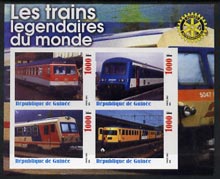 Guinea - Conakry 2003 Legendary Trains of the World #10 imperf sheetlet containing 4 values with Rotary Logo, unmounted mint