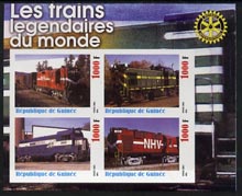 Guinea - Conakry 2003 Legendary Trains of the World #11 imperf sheetlet containing 4 values with Rotary Logo, unmounted mint