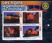Guinea - Conakry 2003 Legendary Trains of the World #12 imperf sheetlet containing 4 values with Rotary Logo, unmounted mint