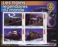 Guinea - Conakry 2003 Legendary Trains of the World #13 imperf sheetlet containing 4 values with Rotary Logo, unmounted mint