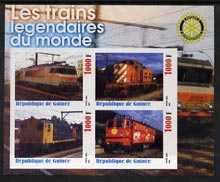 Guinea - Conakry 2003 Legendary Trains of the World #14 imperf sheetlet containing 4 values with Rotary Logo, unmounted mint
