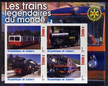 Guinea - Conakry 2003 Legendary Trains of the World #15 imperf sheetlet containing 4 values with Rotary Logo, unmounted mint