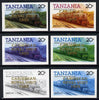 Tanzania 1985 Locomotive 6004 20s value (SG 432) unmounted mint imperf set of 6 progressive colour proofs each with 'Caribbean Royal Visit 1985' opt in gold*