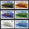 Tanzania 1985 Locomotive 6004 20s value (SG 432) unmounted mint imperf set of 6 progressive colour proofs each with 'Caribbean Royal Visit 1985' opt in gold*