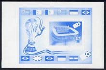Lesotho 1982 Flags of Winning Nations - World Cup Football m/sheet imperf progressive proof in blue only