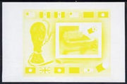 Lesotho 1982 Flags of Winning Nations - World Cup Football m/sheet imperf progressive proof in yellow only