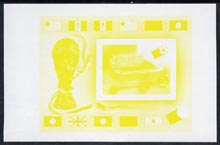 Lesotho 1982 Flags of Winning Nations - World Cup Football m/sheet imperf progressive proof in yellow only