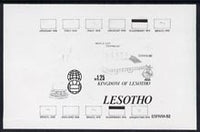 Lesotho 1982 Flags of Winning Nations - World Cup Football m/sheet imperf progressive proof in black only