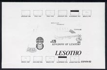 Lesotho 1982 Flags of Winning Nations - World Cup Football m/sheet imperf progressive proof in black only