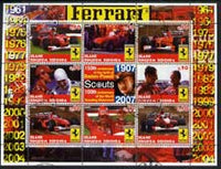 Antigua - Redonda 2005 Scout Anniversaries - Ferrari Racing Cars #02 perf sheetlet containing set of 8 values plus label fine cto used