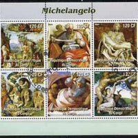 Congo 2003 Paintings by Michelangelo perf sheetlet containing 6 values fine cto used