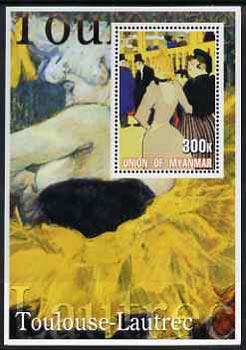 Myanmar 2001 Toulouse-Lautrec perf m/sheet containing 1 x 300k value unmounted mint