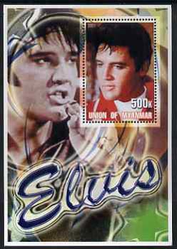 Myanmar 2001 Elvis Presley #1 perf m/sheet containing 1 x 500k value unmounted mint